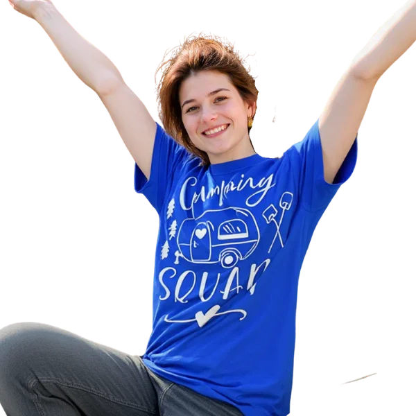 Camping Squad Blue Tee | Outdoor Fun Shirt - minbolu -