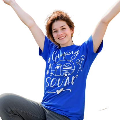 Camping Squad Blue Tee | Outdoor Fun Shirt - minbolu -