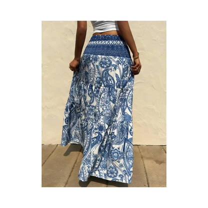 Women's Printed Tiered Maxi Skirt - Floral Boho Long Skirt