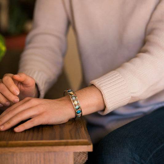 Solar System Silver Bangle Bracelet - minbolu -