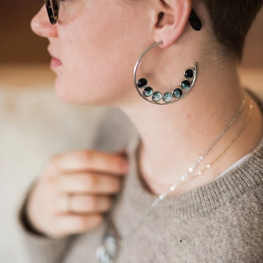 Moon Phase Hoop Earrings - minbolu -