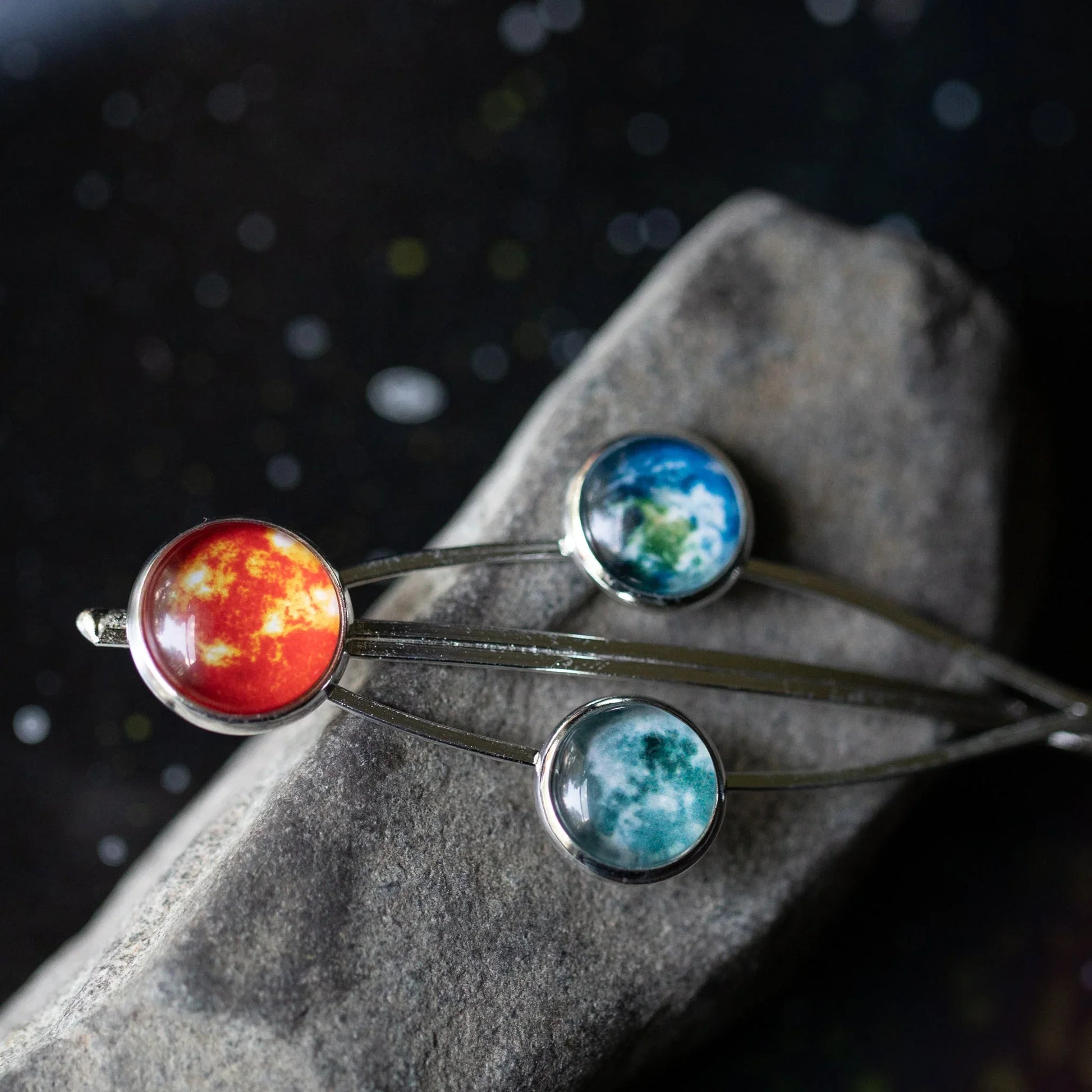 Sun Earth and Moon Hair Clip - minbolu -