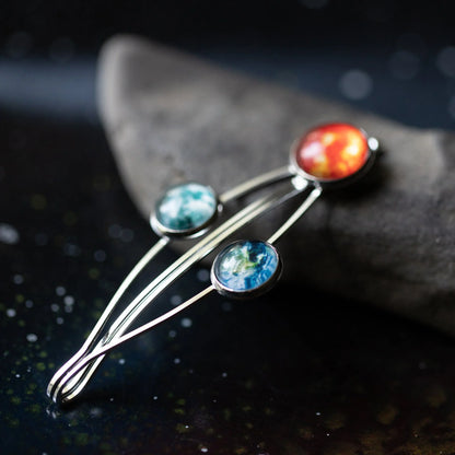 Sun Earth and Moon Hair Clip - minbolu -