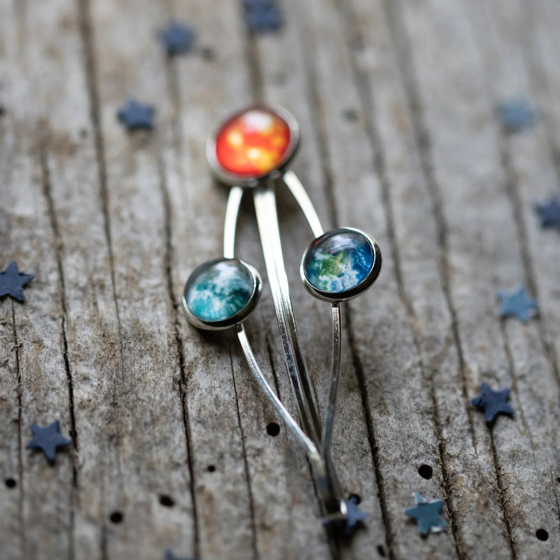 Sun Earth and Moon Hair Clip - minbolu -