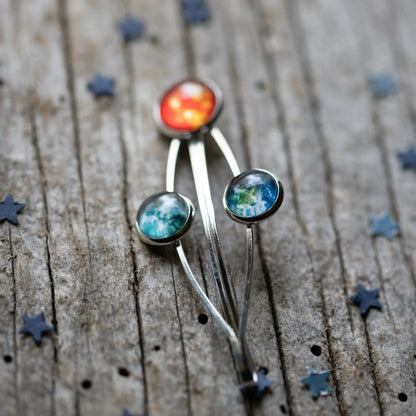 Sun Earth and Moon Hair Clip - minbolu -