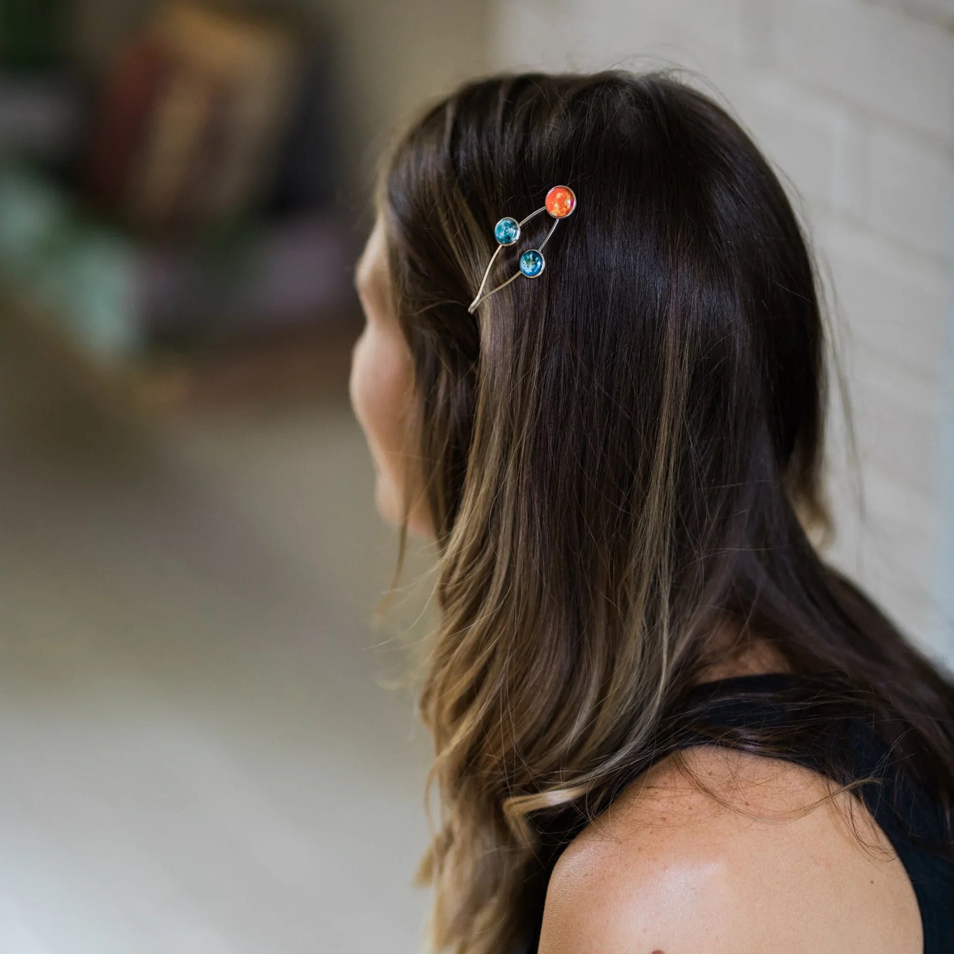 Sun Earth and Moon Hair Clip - minbolu -