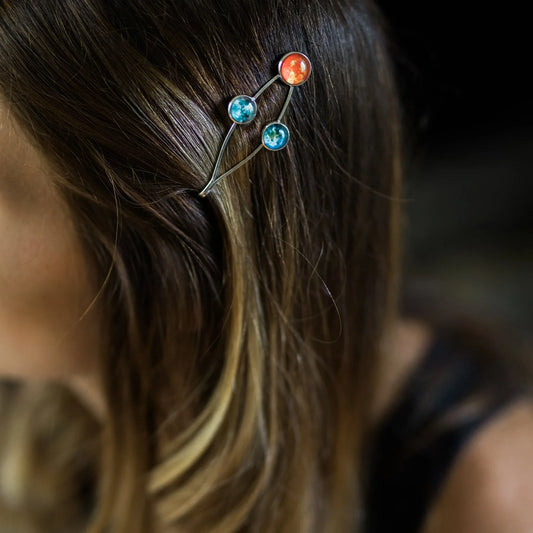 Sun Earth and Moon Hair Clip - minbolu -