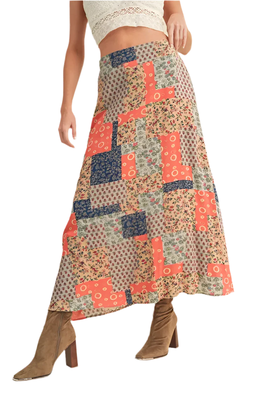 Aemi + Co Printed Maxi Skirt - Stylish & Versatile - minbolu -