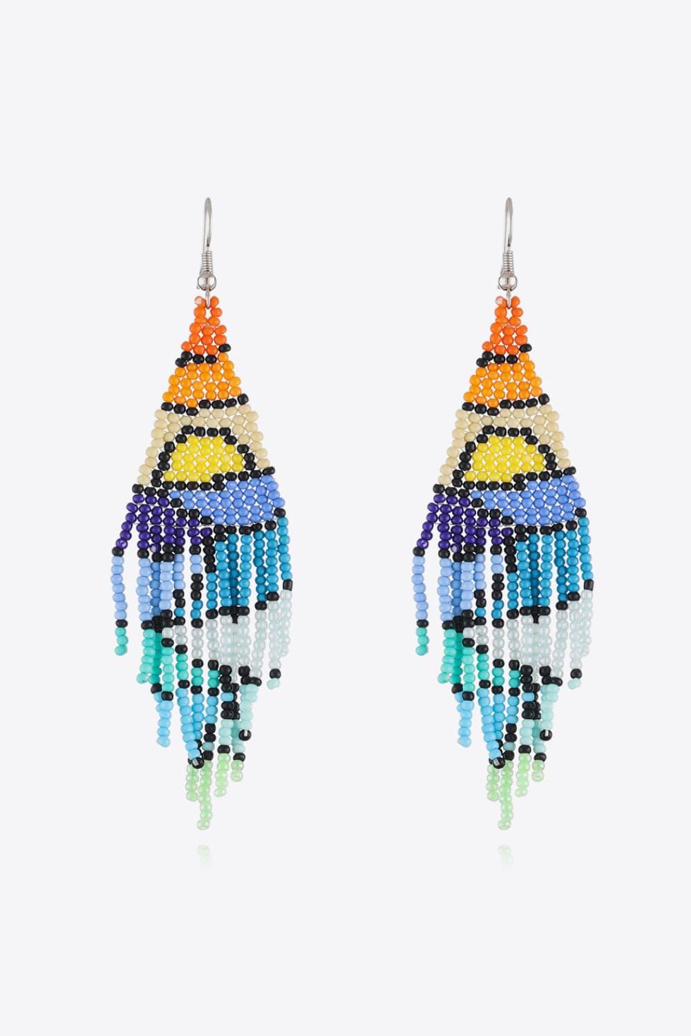 Stylish Beaded Dangle Earrings - minbolu -