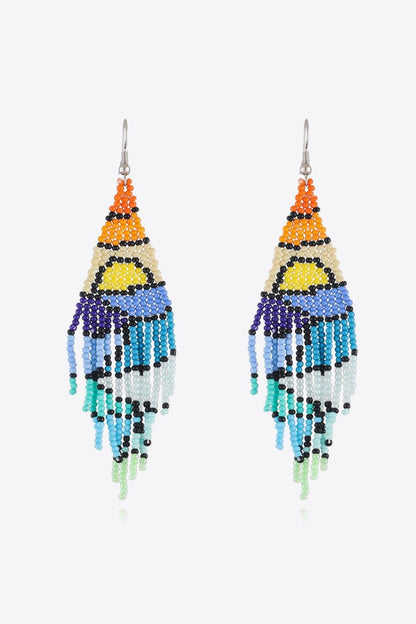 Stylish Beaded Dangle Earrings - minbolu -