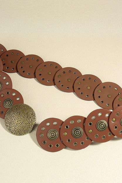 Round Shape PU Leather Belt - minbolu -