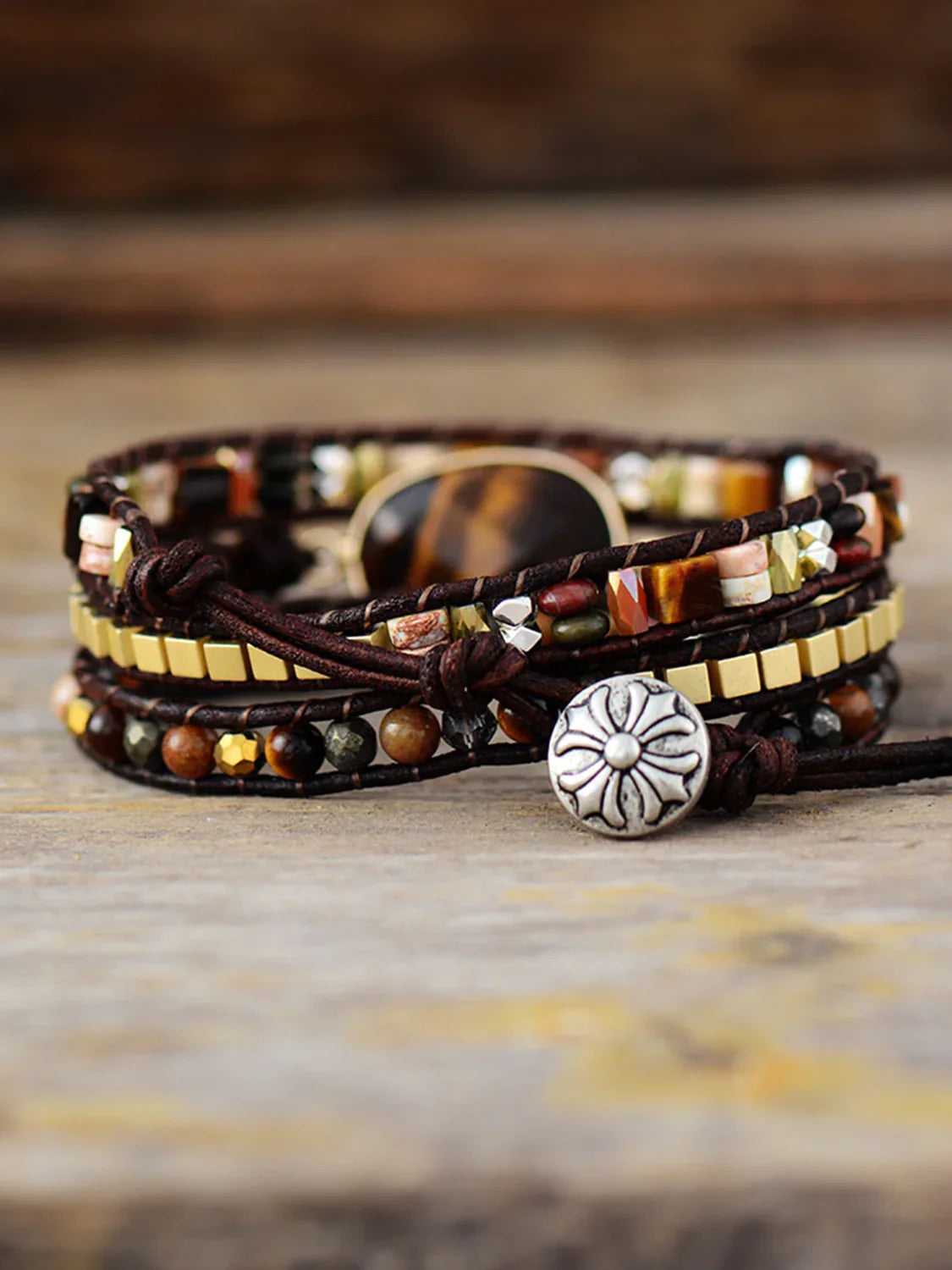 Geometrical Shape Triple-Layer Bracelet - minbolu -