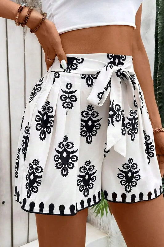 Tied Printed Shorts - minbolu -