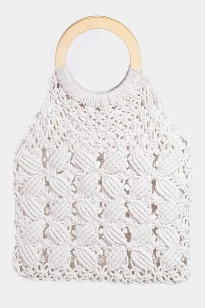 Fame Boho Braided Wooden Top Handle Bag - minbolu -
