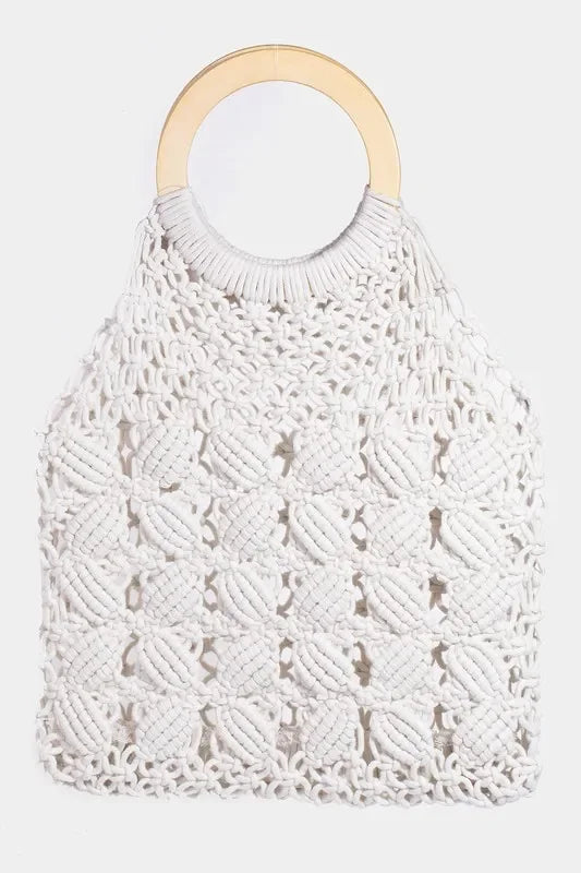 Fame Boho Braided Wooden Top Handle Bag - minbolu -