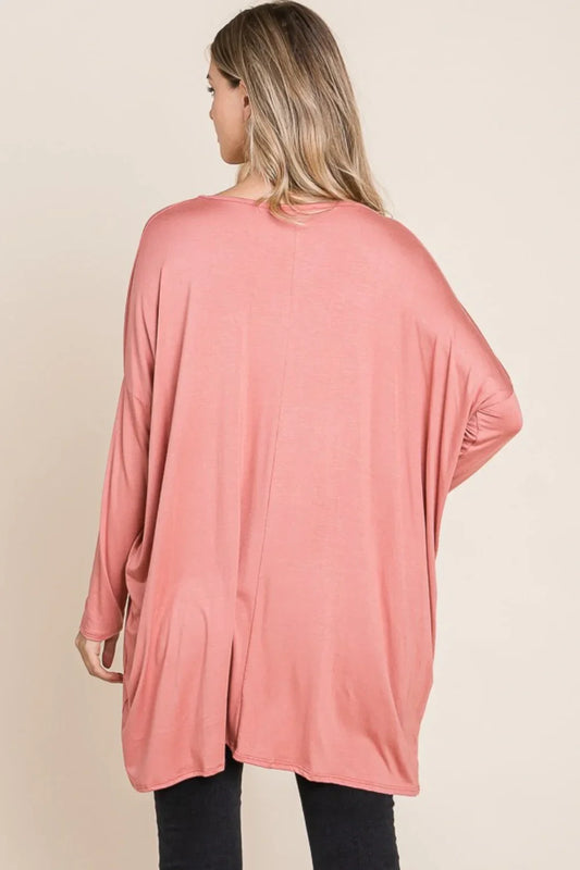 Brick Oversized Long Sleeve Top - minbolu -