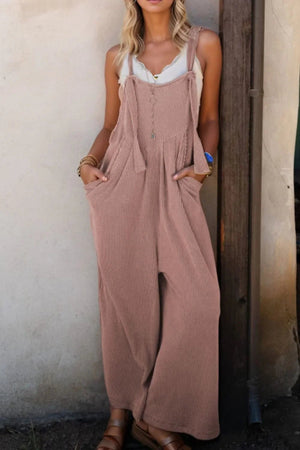 Adjustable Straps Wide Leg Overalls - minbolu -