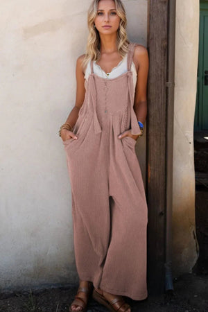 Adjustable Straps Wide Leg Overalls - minbolu -