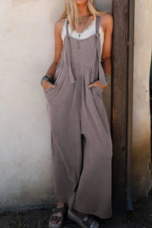 Adjustable Straps Wide Leg Overalls - minbolu -
