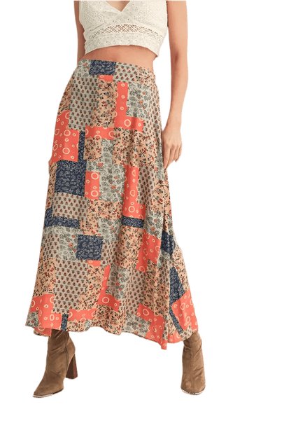 Aemi + Co Printed Maxi Skirt - Stylish & Versatile - minbolu -