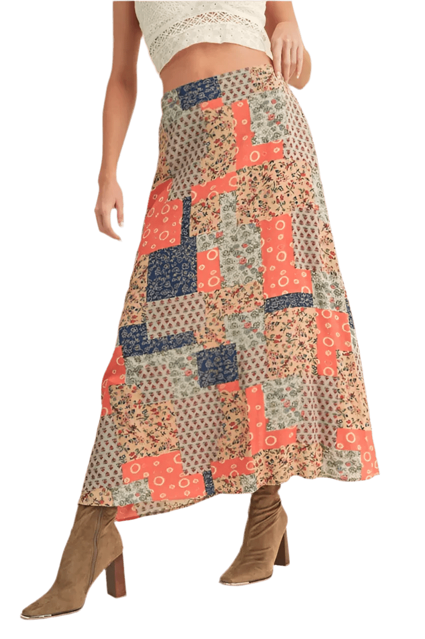 Aemi + Co Printed Maxi Skirt - Stylish & Versatile - minbolu -