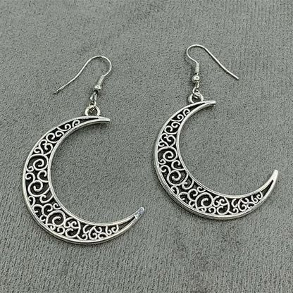 Alloy Cutout Moon Earrings - minbolu -