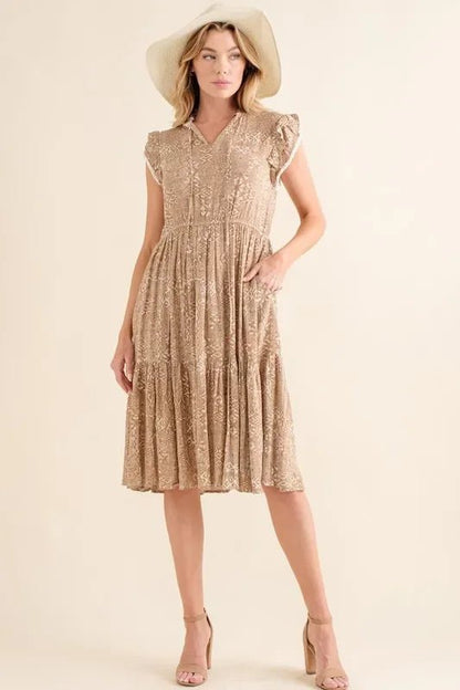 And The Why Boho Printed Tiered Maxi Dress - minbolu