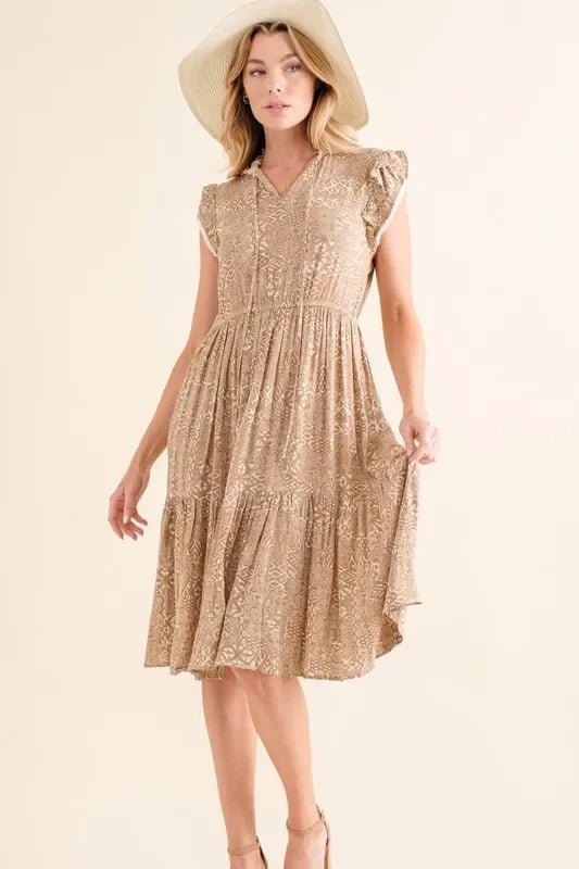 And The Why Boho Printed Tiered Maxi Dress - minbolu