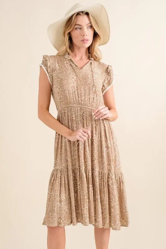 And The Why Boho Printed Tiered Maxi Dress - minbolu