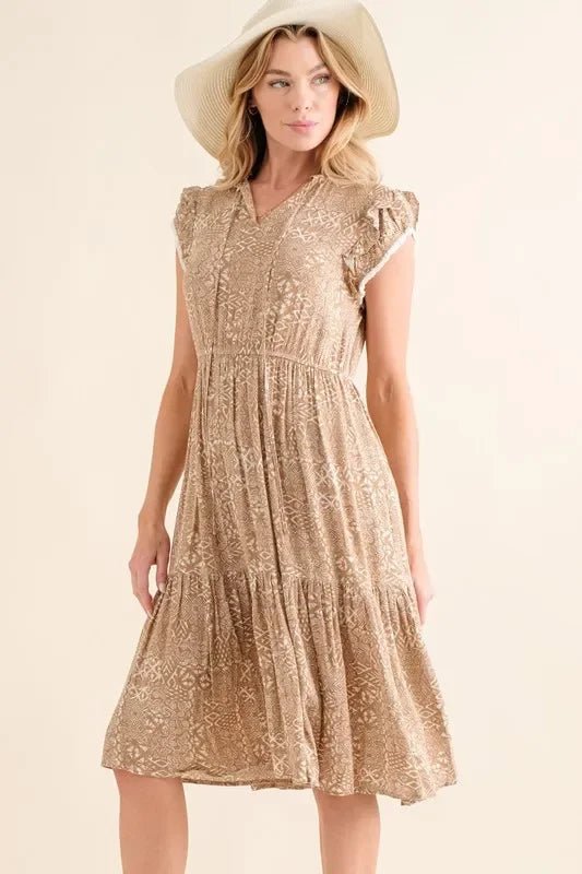 And The Why Boho Printed Tiered Maxi Dress - minbolu