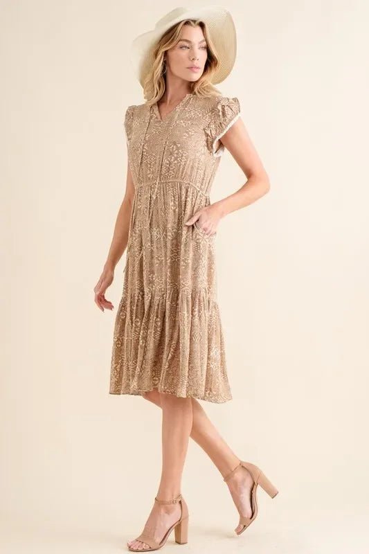 And The Why Boho Printed Tiered Maxi Dress - minbolu