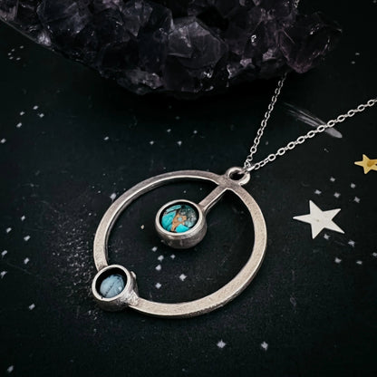 Artemis Necklace - Lunar Orbit Pendant with Natural Stones - minbolu