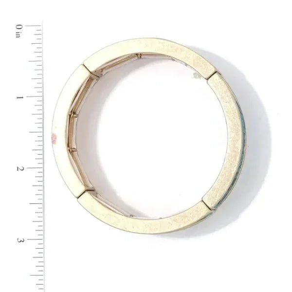 Aztec Pattern Metal Stretch Bracelet: Turquoise - minbolu