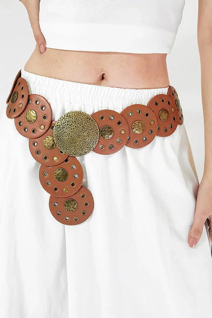Round Shape PU Leather Belt - minbolu -