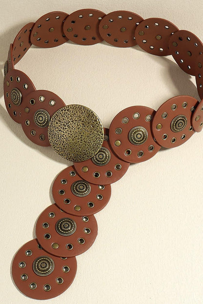 Round Shape PU Leather Belt - minbolu -