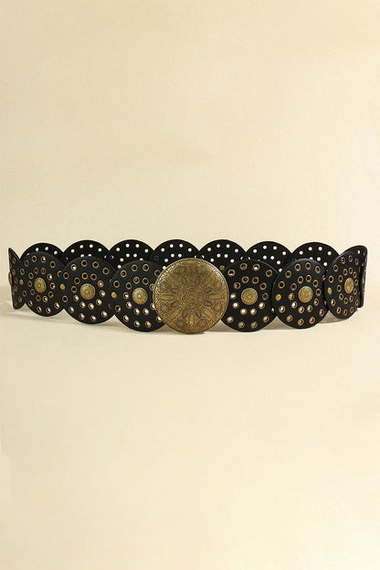 Stylish Zinc Alloy PU Disc Belt - minbolu -