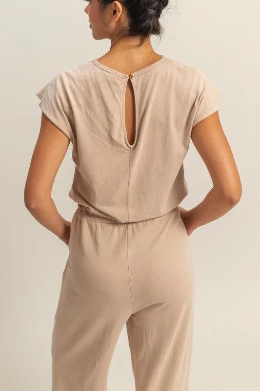 Stylish Back Keyhole Drawstring Jumpsuit - Shop Now! - minbolu -