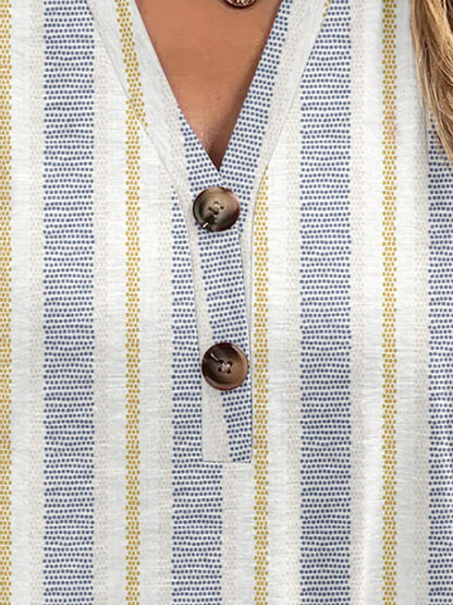 Printed Notched Short Sleeve Blouse - Stylish Design - minbolu -