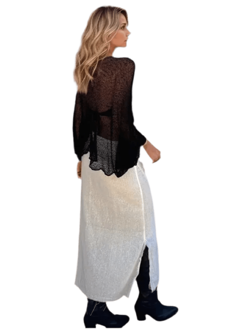 Basic Style Long Sleeve Cover-Up - minbolu -