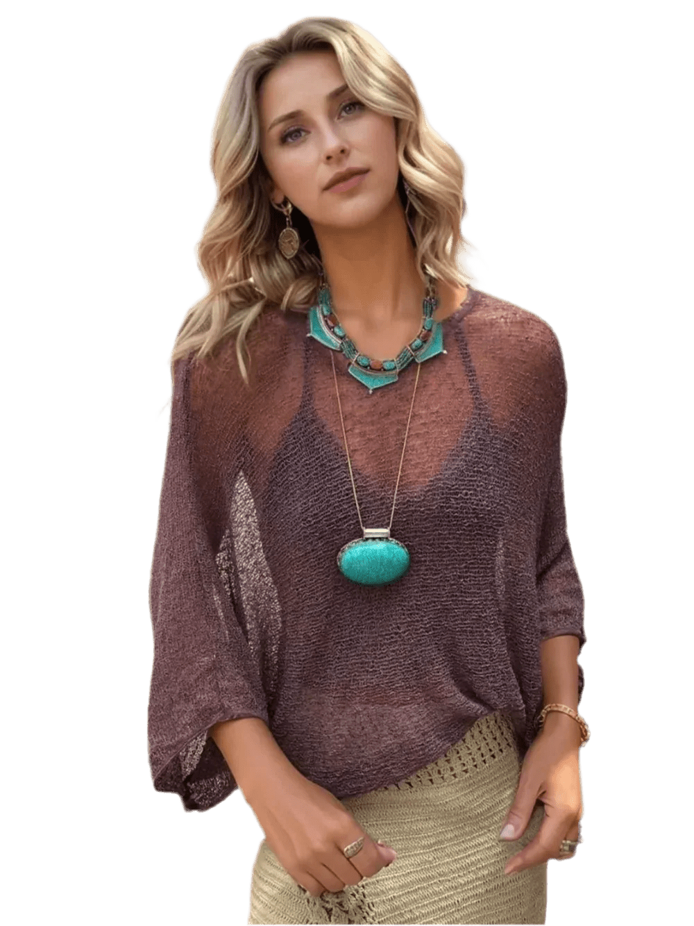 Basic Style Long Sleeve Cover-Up - minbolu -