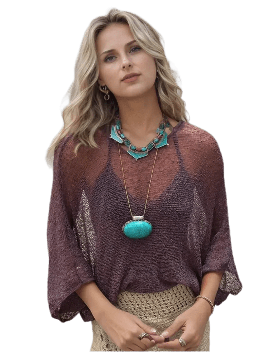 Basic Style Long Sleeve Cover-Up - minbolu -