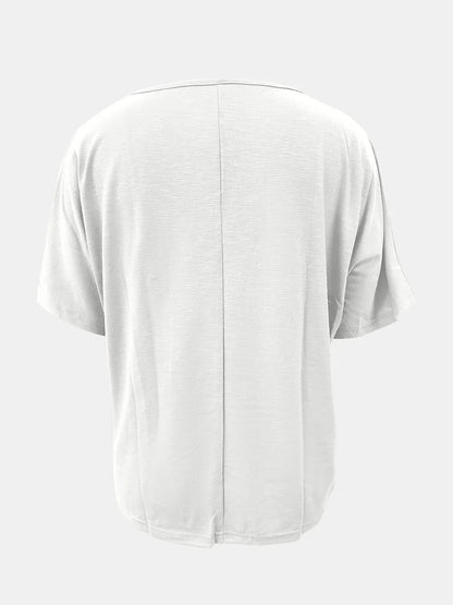 Basic Style Scoop Neck Tee - minbolu