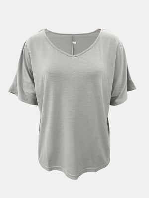 Basic Style Scoop Neck Tee - minbolu -