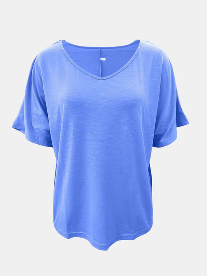 Basic Style Scoop Neck Tee - minbolu