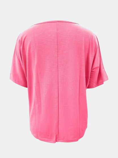 Basic Style Scoop Neck Tee - minbolu