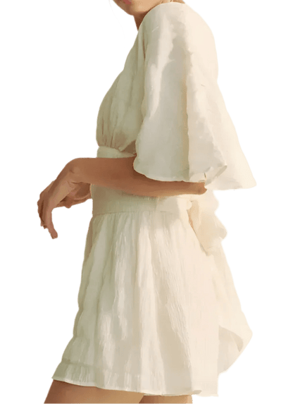Batwing Sleeve Waist Belt Romper - minbolu