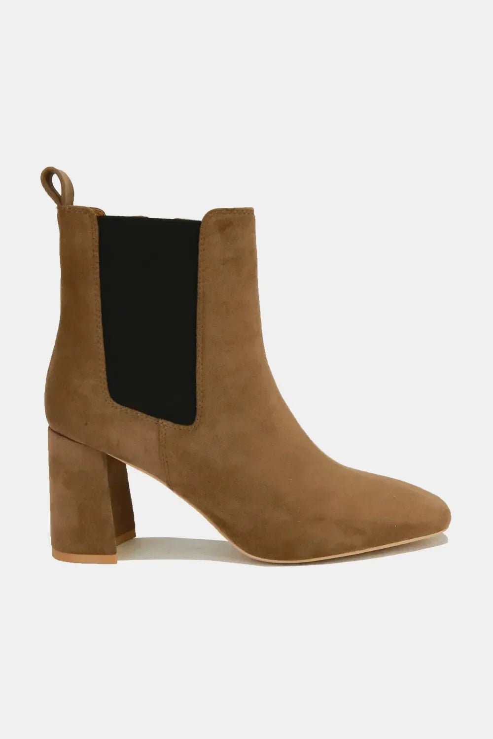 Beast Fashion Faux Suede Block Heel Chelsea Boots with Elastic Side Panel | Women's Ankle Boots - minbolu