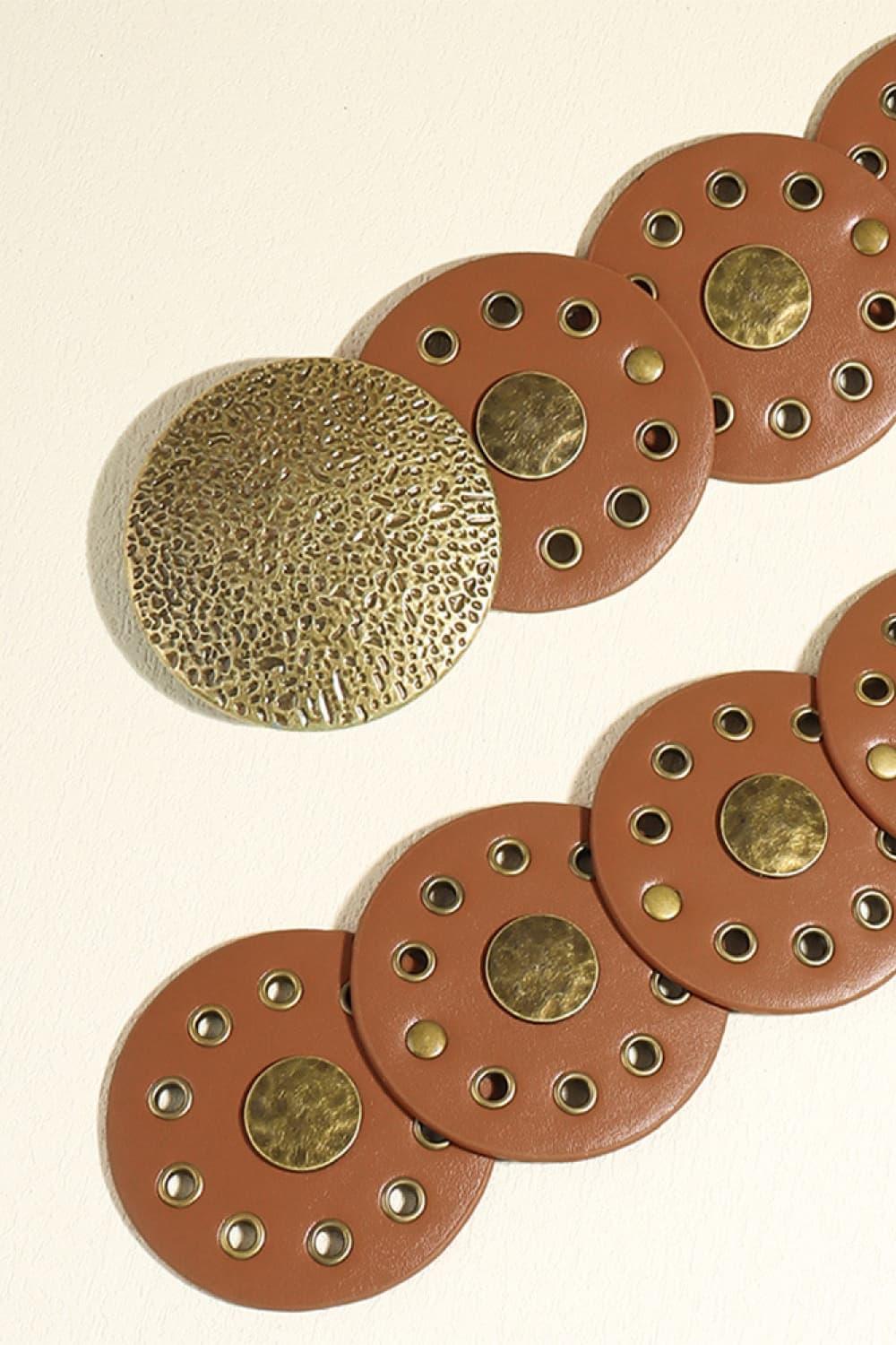 Round Shape PU Leather Belt - minbolu -