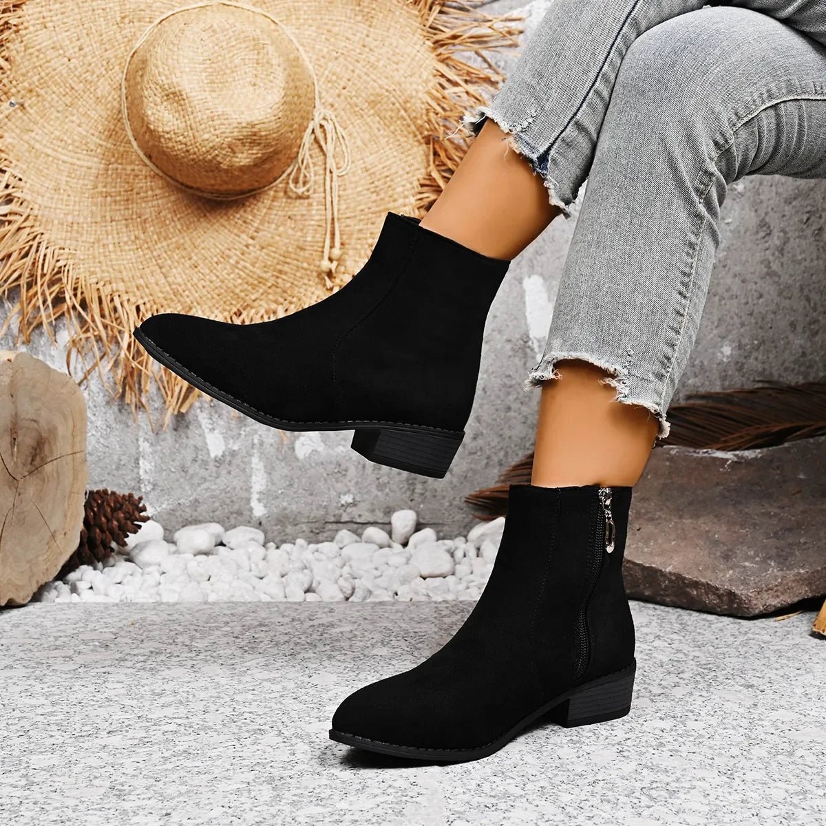 Block Heels Chelsea Boots - minbolu