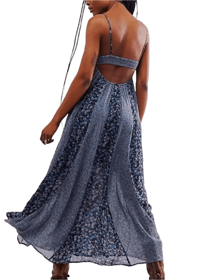 Bloom & Breeze Floral V - Neck Maxi Cami Dress - minbolu